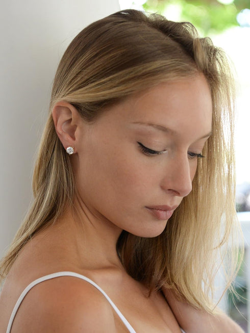 Mariell Gold Cubic Zirconia Crystal Wedding Clip On Stud Earring for Women, 2 Carat CZ, Birthday Gift...