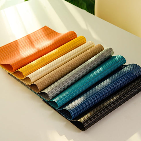 FunWheat Placemats Set of 4 Vinyl Washable Place Mats for Dining Table Mats Easy to Clean(Black,4pcs)...