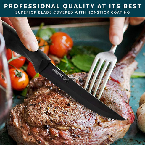 Home Hero Steak Knives, Razor-Sharp Steak Knives Set, High-Carbon Stainless Steel Steak Knife Set, Ergonomic Handles Serrated Steak Knives for Pre...
