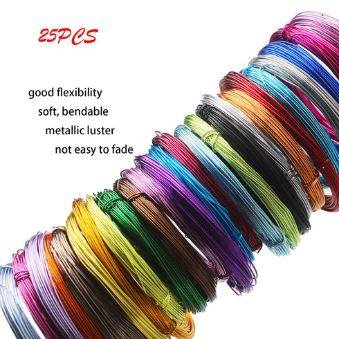 25 Rolls 820 Feet Colored Aluminum Craft Wire 0.8 mm Flexible Metal Artistic Jewelry Beading Wire, Each Roll 32.8 Feet, 25 Colors...