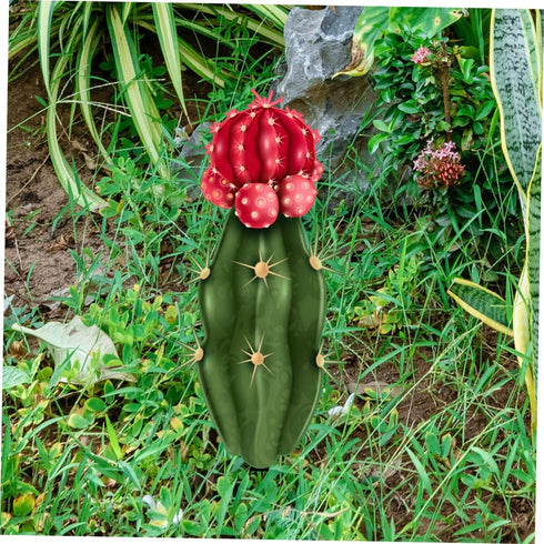 Decorative Garden Inserts Metal Cactus Stake Easter Yard Sign Lawn Ornaments Cactus Yard Art Plant Pick Yard Ornament Plants for Outside Lawn Deco...