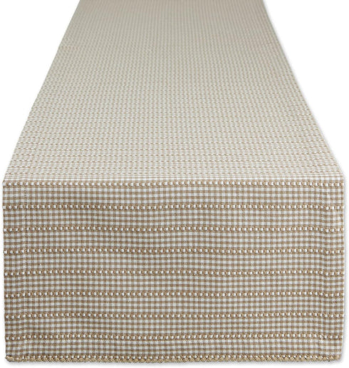 DII Farmhouse Gingham, Checked Tabletop Collection, Table Runner, 14x72, Stone...