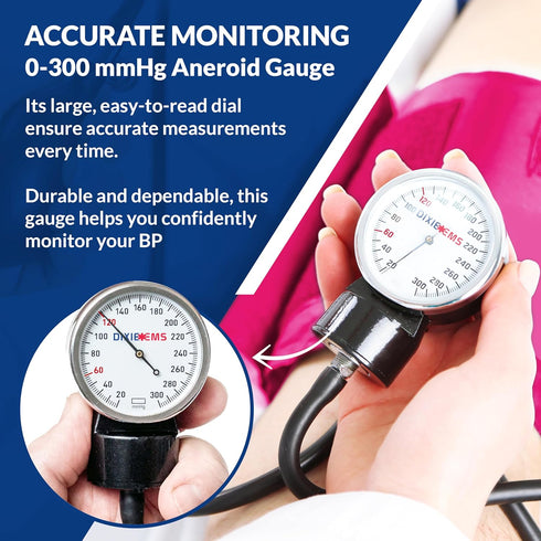 Dixie EMS Deluxe Aneroid Sphygmomanometer Blood Pressure D-ring Cuff - Pink...