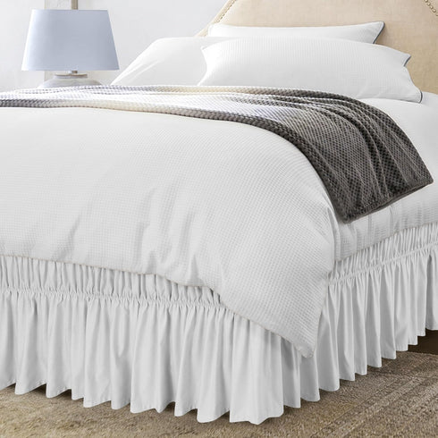Utopia Bedding Twin Elastic Bed Ruffle - Easy Wrap Around Ruffle - Microfiber Bed Skirt with Adjustable Elastic Belt 16 Inch Tailored Drop - Hotel...