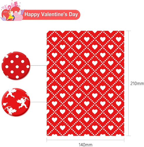 Whaline 60 Sheet Valentine Pattern Paper Set Double-Sided Red Heart Lip Stripe Pattern Premium Specialty Origami Paper for Card Making Die Cuts Sc...