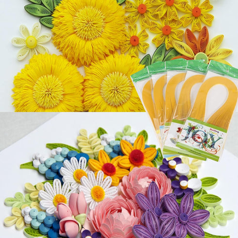 Quilling Strips Set Pure Colors 3x39cm Quilling Paper 600 Strips Origami Hand Craft Paper Flower Making (light yellow)...