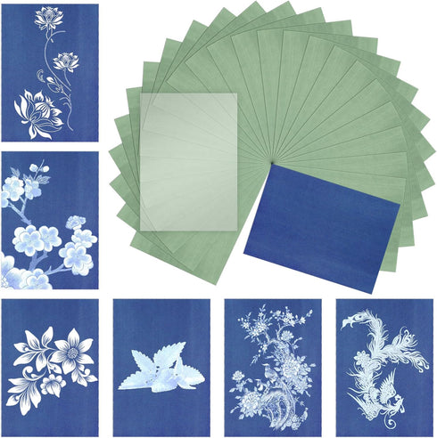 Cyanotype Paper Kit, 24 Pcs Sun Print Paper Kit A5 Solar Drawing Paper Sensitivity Nature Printing Paper for Arts Crafts DIY Project (5.8 x 8.3 In...