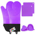 Silicone Oven Mitts and Pot Holders Sets, MTZRFLL Extra Long Heat Resistant Oven Gloves with Hot Pads and Mini Oven Mits Set for Kitchen Cooking B...