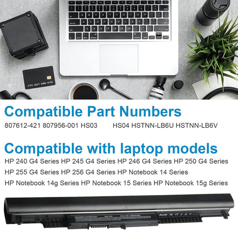 ARyee Laptop Battery Replacement for 807956-001 807957-001 HS04 HS03 807612-421 807611-221 240 G4 HSTNN-LB6U HSTNN-DB7I HSTNN-LB6V TPN-I119 807611...