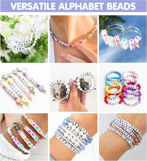 Dowsabel 1000 PCS Letter Beads, 6x6mm Square Number Alphabet Beads for Bracelets, 30 Styles Friendship Bracelet Kit, 4 Rolls String Jewelry Making...