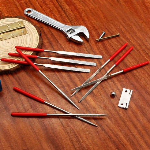 9pcs Metal File Set, 3x140mm Mini Diamond Needle File Set Fine File Tools Small Steel Files Riffler File Set for Wood Metal Jewelry Crafts Glass S...