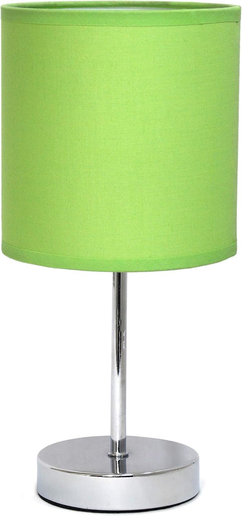 Simple Designs LT2007-GRN Chrome Mini Basic Table Lamp with Fabric Shade, Green...