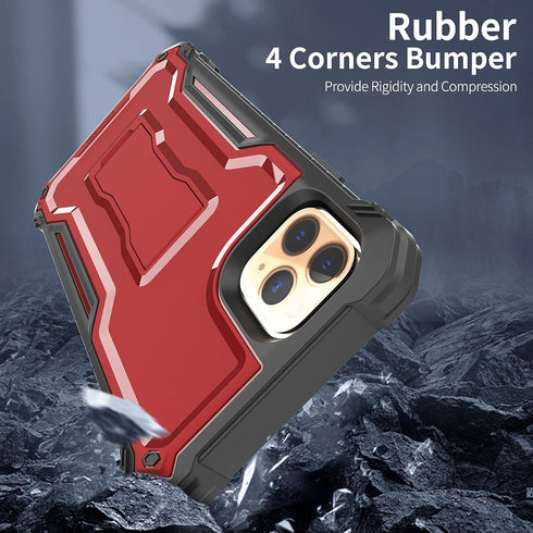 ExoGuard for iPhone 11 Pro Max Case, Rubber Shockproof Full-Body Cover Case Built-in Screen Protector with Kickstand for iPhone 11 Pro Max (Red)...