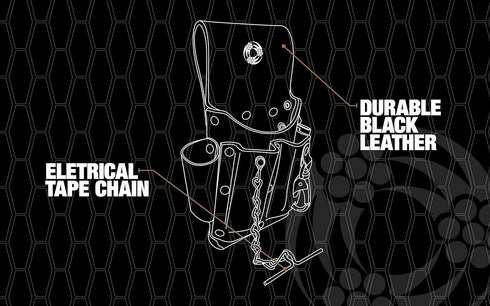 Southwire POUCH4 Leather Tool Pouch; 5 Pocket Pouch with Electrical Tape Chain; Fade Resistant; Durable Compartments; Washer Rivets; Includes Meta...