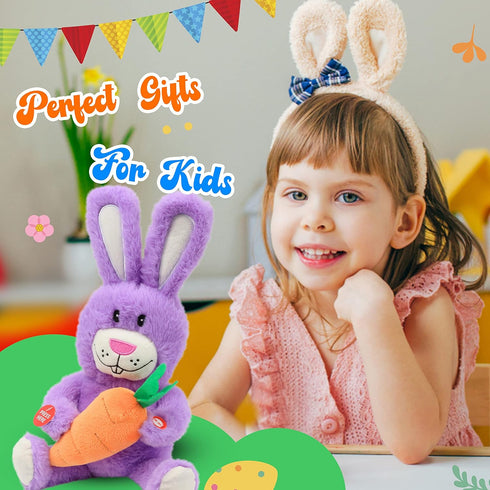 Hopearl Talking Singing Bunny Repeats What You Say Rabbit Musical Shaking Head Electric Interactive Animated Toy Speaking Plush Buddy Gifts for To...