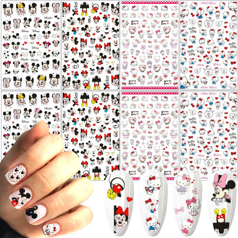8 Pcs Nail Art Stickers Decal,Cute Cartoon Nail Decals 3D Self-Adhesive Nail Art Supplies Nail Stickers for Women Girls DIY Nail Designs Nail Deco...