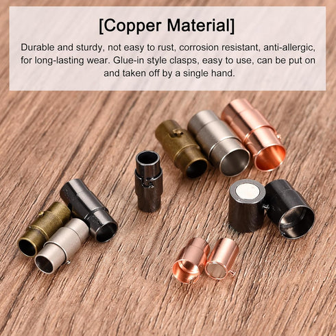 uxcell Leather Cord End Clasp, 10Pcs 5mm Hole Leather Clasps, Cord End Caps Closures Leather Cord Buckle for Jewelry Making DIY Supplies Crafts, B...