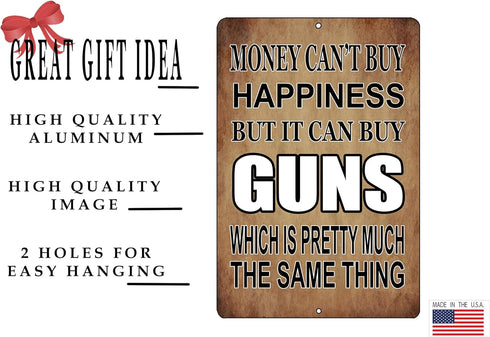 Rogue River Tactical Funny Pro Gun Metal Tin Sign, 12x8 Inch, Wall Décor - Man Cave Bar Money Happiness Guns...