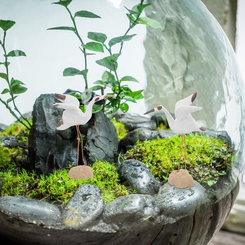UKCOCO 4pcs Miniature Crane Statue Mini Ceramic Bird Figurine Fairy Garden Sculpture for Plant Pots Bonsai Micro Landscape Decoration...