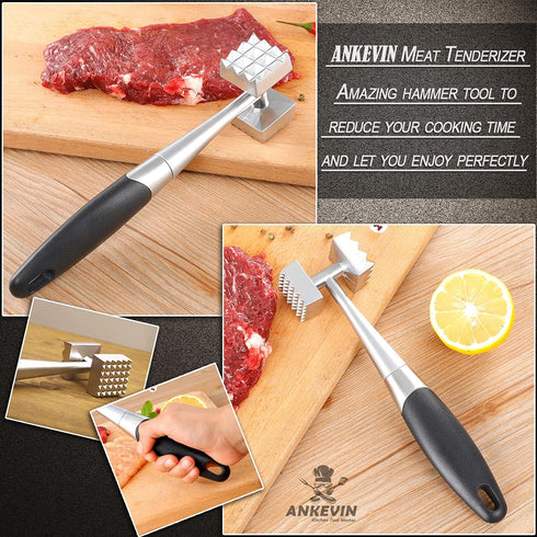 Meat Tenderizer, Dual-Sided Nails Meat Mallet, Meat Hammer Used for Steak, Chicken, Fish?Meat Pounder With Rubber Comfort Grip Handle, 8.8 inches ...