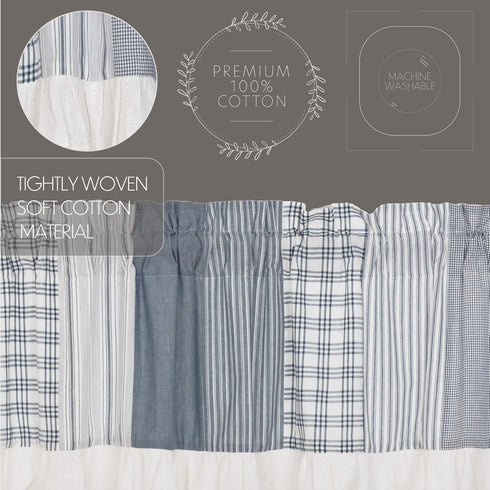 VHC Brands Sawyer Mill Blue Patchwork Farmhouse Kitchen Window Cotton Curtain Valance 19x60...