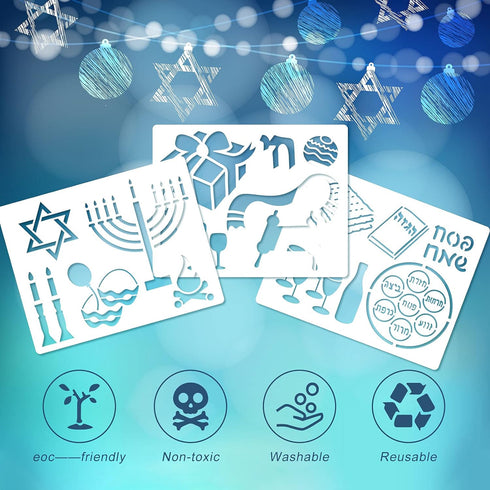 12 Pieces Hebrew Stencil Jewish Stencil Hebrew Plastic Stencil Hebrew Alphabet Letters Stencil Jewish Holidays Pictures Stencil 9.8 x 7.9 Inch Jew...