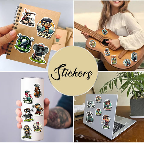 Pack 50 PCS Golf Stickers Print Waterproof Vinyl Decals Items for Golfer Adults Men Women Sports Lovers Labels Decorative Scrapbooking Water Bottl...