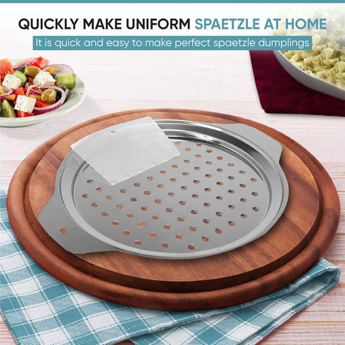 Zoie + Chloe Spaetzle Maker Lid with Scraper - Easy To Use Spaetzle Press For Traditional German Dumplings & Egg Noodles - Dishwasher-Safe, Premiu...