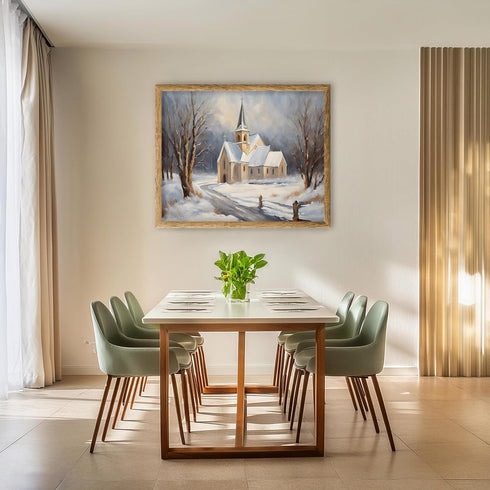 Posterizer 1 pcs-snowy winter nature scene in oil painting style-2-Landscape & Nature Art-GIft for Men Women Teens-Living Room Bedroom Decor- unfr...