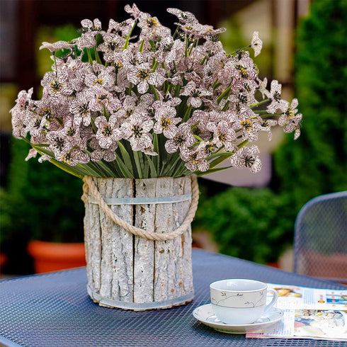 Artificial Outdoor Flowers,8 Bundles UV Resistant Fake Flowers,Artificial Violet Flowers Plastic Faux Flowers Greenery Plants for Outdoor Garden P...