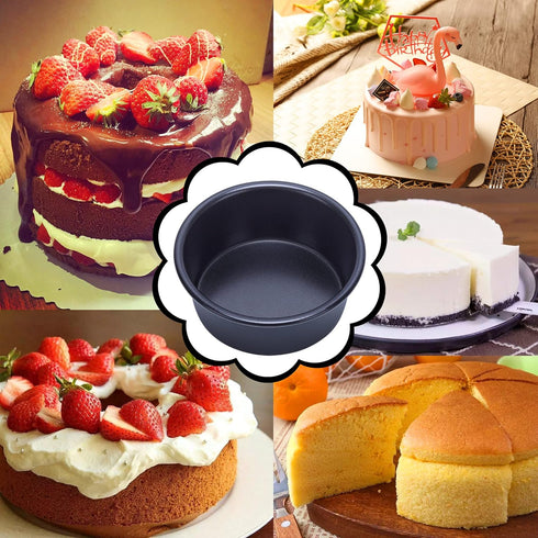 4 Inch Cake Pan Set of 5, Nonstick Cheesecake Round Cake Pans with 100 Pieces Parchment Paper, Mini Cake Tins for Baking, Non-Toxic & Leakproof Ci...