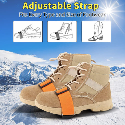 Mid-Sole Ice Cleats Crampons Traction Snow Grips with Tungsten Spikes...