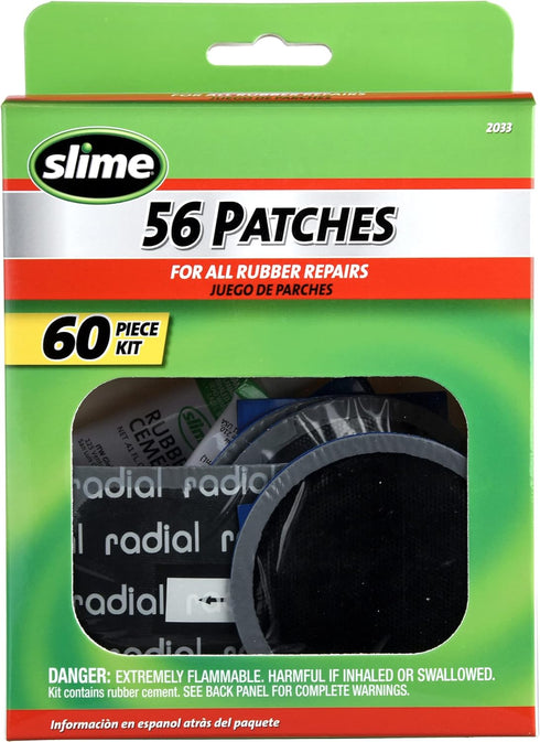 Slime 2033 Rubber Patch Kit, Patches with Glue, Storeage Box Included (56 Patches, scuffer, Glue)...