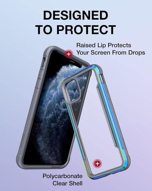 X-Doria Raptic Shield Case, iPhone 11 Pro, Iridescent, Military Grade Drop Tested, Aluminum, Polycarbonate, Lightweight, Camera Protector...