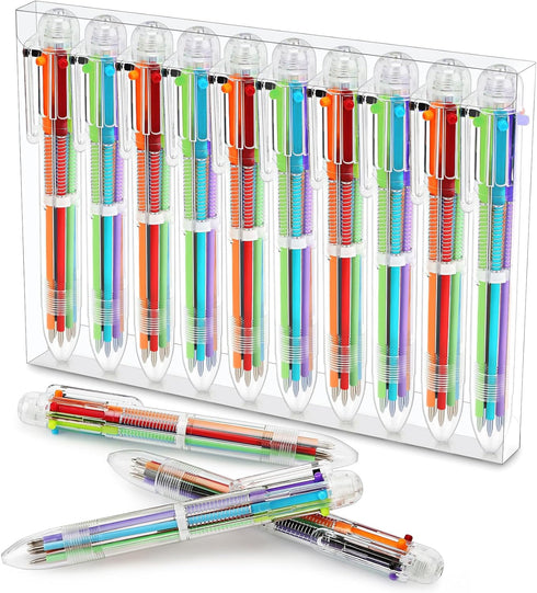 Multicolor Pen in One,10 Pack Multi Color Pens All in One, Birthday Party Favors , Fun Pens 0.5mm 6-in-1, Rainbow Pens 6 Colors Retractable, End o...