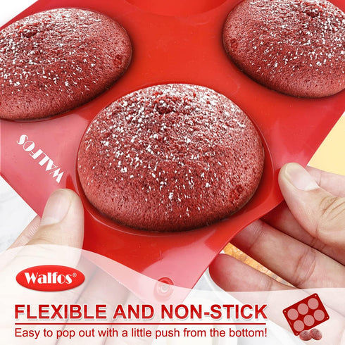 Walfos Silicone Muffin Top Pan Set, Non-Stick Whoopie Pie Baking Pans, Food Grade & BPA Free, Great for Muffin Tops, Whoopie Pies, Egg Muffins, Ha...