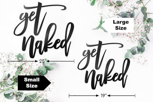 Vivegate Get Naked Sign – 15” X 19” Get Naked Sign for Bathroom Wall Decor Bath Word Art Decals Black Metal Letters...