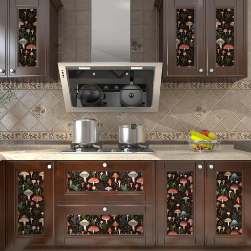 Black Mushroom Wallpaper Peel and Stick Wallpaper Black Wallpapers Stick and Peel Black Contact Paper for Cabinets Waterproof Self Adhesive Wall P...
