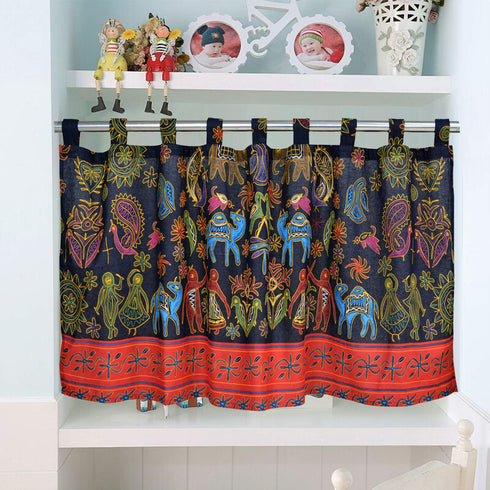 ABREEZE Retro Cotton Linen Kitchen Curtains Valances Bohemian Style Curtains Tiers for Small Windows 55-Inch by 20-Inch...