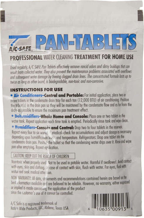AC-Safe Pan Tablets - 30 Count: Cleans scum in Drain Pans and Humidifiers...