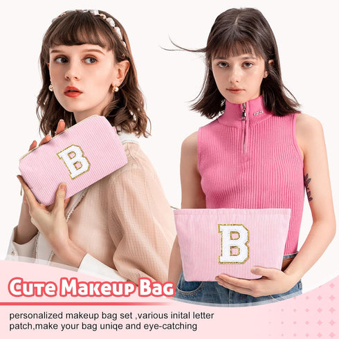Graduation Gifts Personalized Initial Makeup Bag Mothers Day Gifts Teach Bag Makeup Bag Pouch Make Up Bags Travel Toiletry Bag for Her Mom Girlfri...