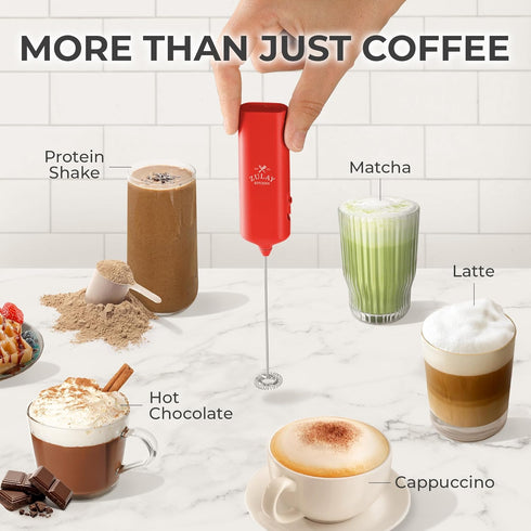 Zulay Kitchen Powerful Mini Milk Frother Handheld - Electric Hand Mixer - Portable Frother Wand for Coffee - Small Drink Blender for Lattes, Cappu...