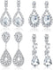 Thunaraz 4 Pairs Clip on Earrings for Women Crystal Teardrop Wedding Earrings Clip on Rhinestone Formal Chandelier Dangle Earrings for Brides Brid...