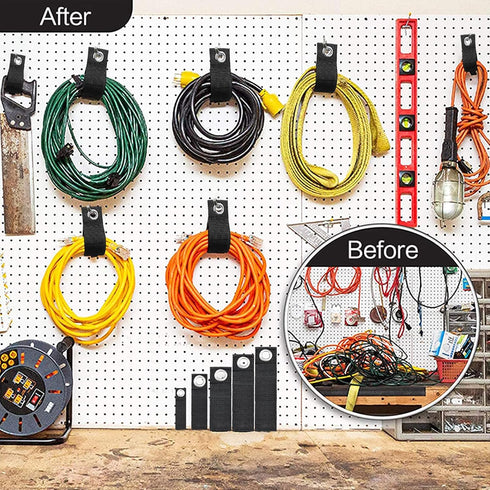 10 Pack Extension Cord Holder Organizer Heavy -Duty Hook and Loop Storage Strap Cable Straps Wrap Rope Organizer for Hanging Cables, Hoses, Ropes ...