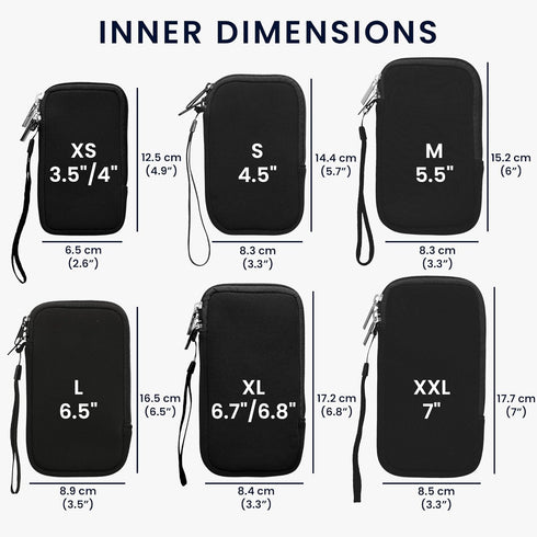 kwmobile Neoprene Phone Pouch Size XL - 6.7/6.8" - Universal Cell Sleeve Mobile Bag with Zipper, Wrist Strap - Berry...