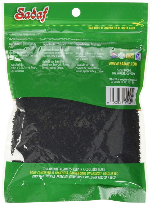 Sadaf Black Seeds - Black Caraway Seeds - Nigella Black Seeds for Cooking & Food Seasoning - Kosher - 4 Oz Resealable Bag...