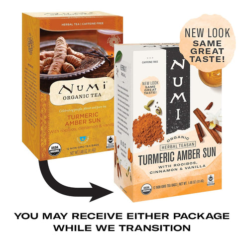 Numi Organic Amber Sun Turmeric Tea Bags, 15 Tea Bags, Herbal Tea with Rooibos & Spices...