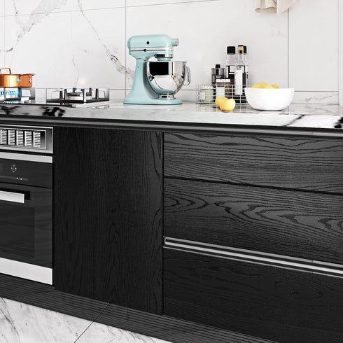 Livelynine Black Wood Contact Paper Kitchen Cabinet Vinyl Wrap Waterproof Contact Paper Wood Black Wall Paper Roll Adhesive Kitchen Countertop Wal...