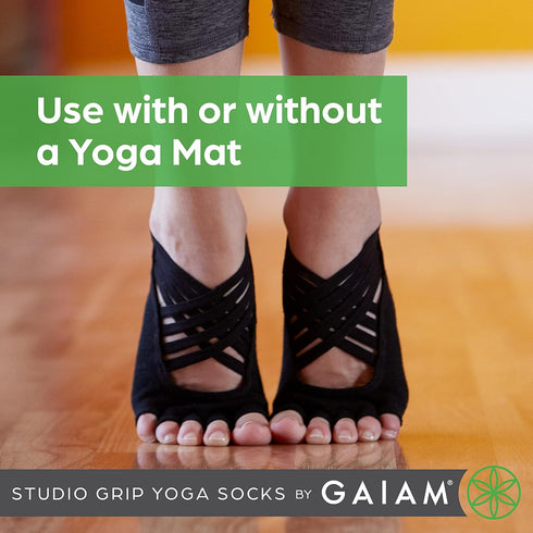 Gaiam Grippy Studio Yoga Socks for Extra Grip in Standard or Hot Yoga...