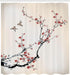 Ambesonne Nature Shower Curtain, Flowers Buds Birds with Cherry Branches Style Art Painting Effect, Cloth Fabric Bath Decoration for Bathroom Hous...